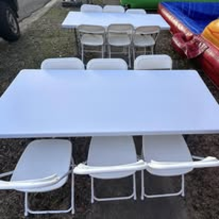 6' White Folding Table